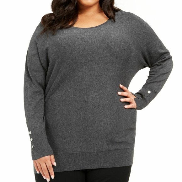 JM Collection Tops - JM COLLECTION Gray Heather Long Sleeve T-Shirt